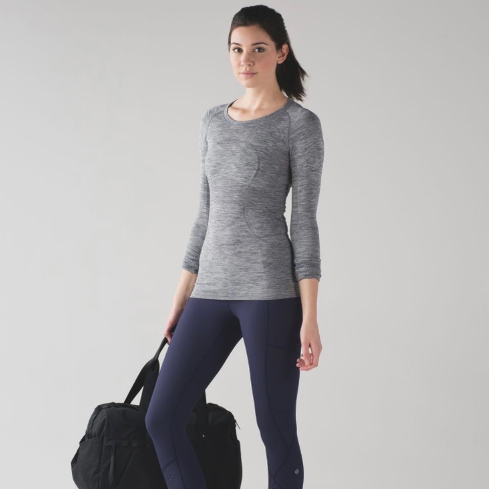 Lululemon Swiftly Tech Long Sleeve Crew Slate/White Sz 6